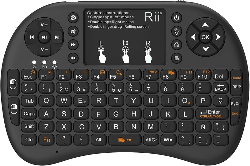 Rii i8+ vezeték nélküli mini billentyűzet touchpaddal, LED háttérvilágítással