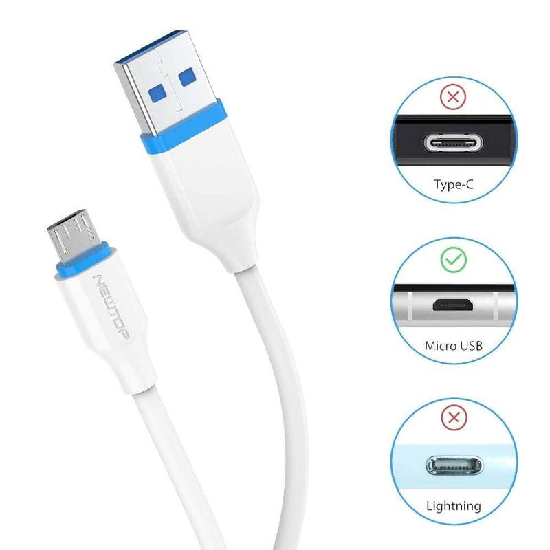 Rövid 20 cm-es NEWTOP USB-A - Micro USB töltőkábel