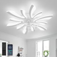 YUNLONG 78 cm Modern Mennyezeti Ventilátor LED Világítással - Távirányítós, Szabályozható, 7 Lapátos, Csendes, Fehér, Nyári-Téli Üzemmód, Há 1