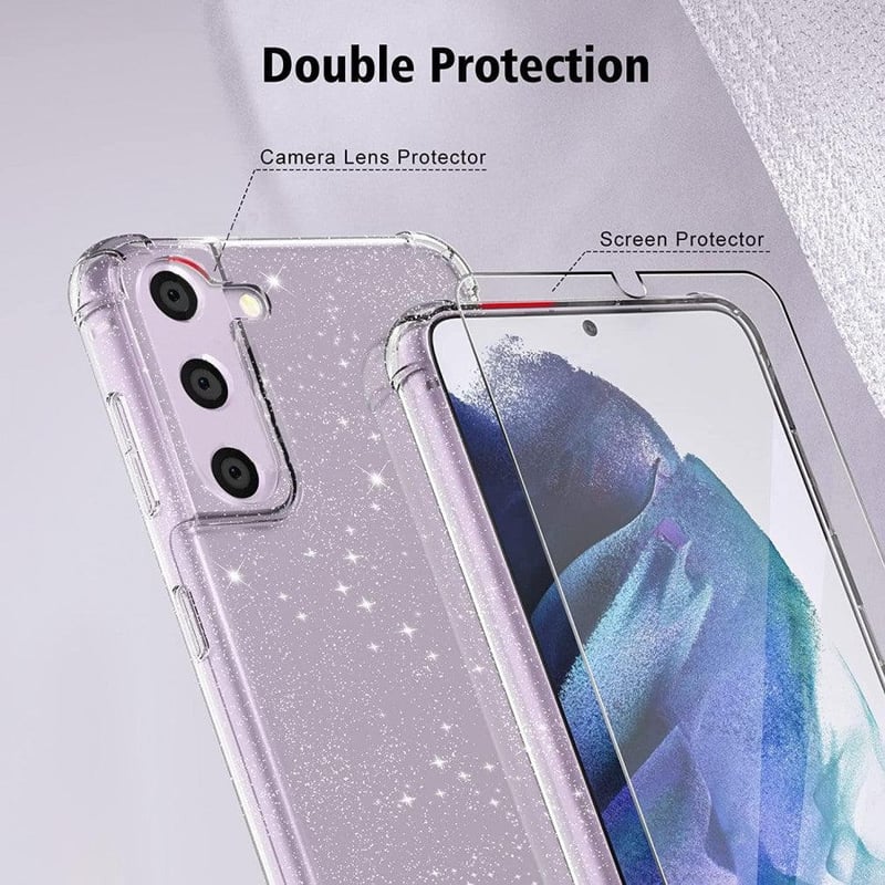 Samsung Galaxy S21 FE 5G Csillámos Ütésálló Szilikon Tok
