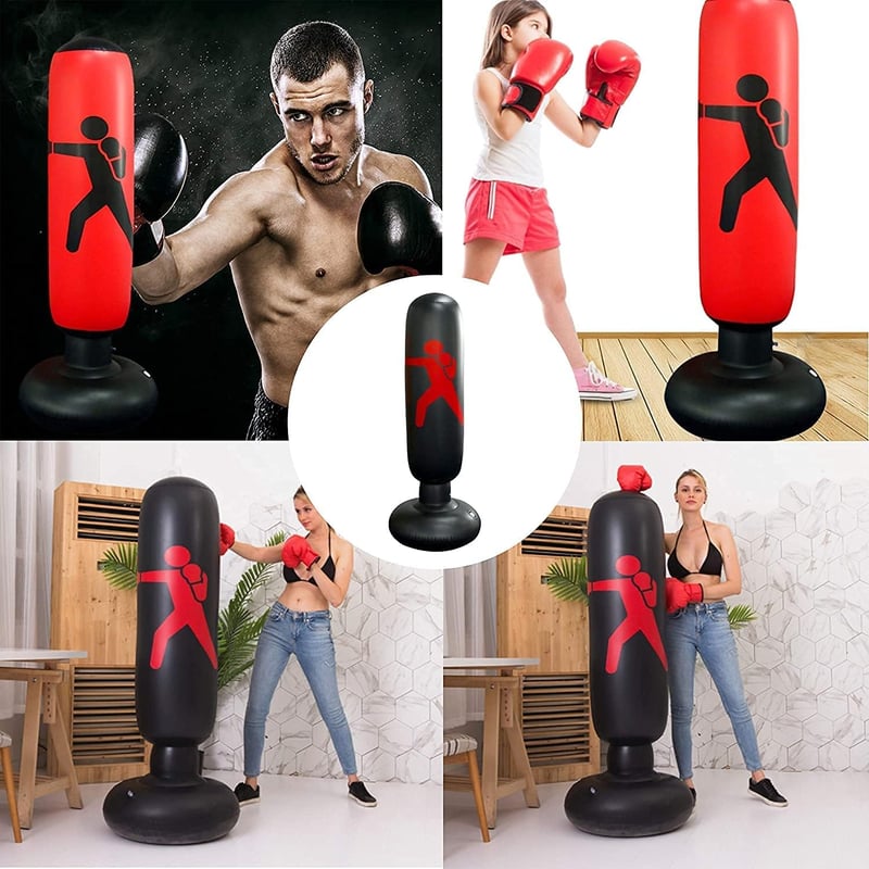 Felfújható 160 cm-es boxzsák gyerekeknek és felnőtteknek - Karate, taekwondo gyakorló állvány pumpával