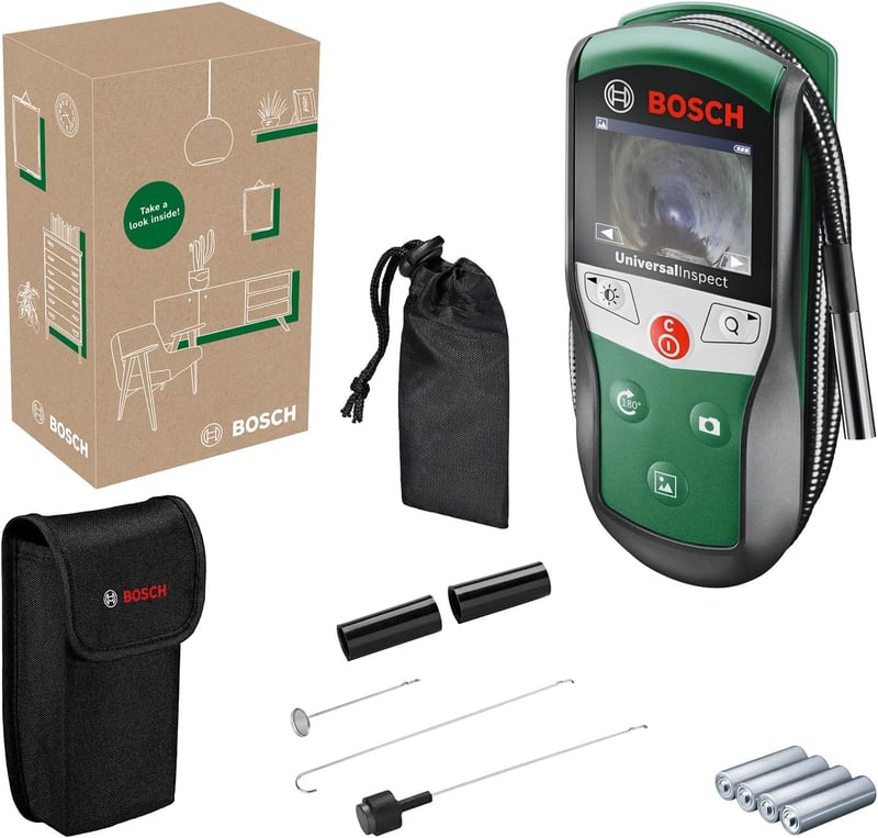 Bosch UniversalInspect Endoszkóp Kamera 8mm - Színes Képalkotás, 0,95m Hajlékony Kábel, Beépített Memória, Vízálló Kivitel
