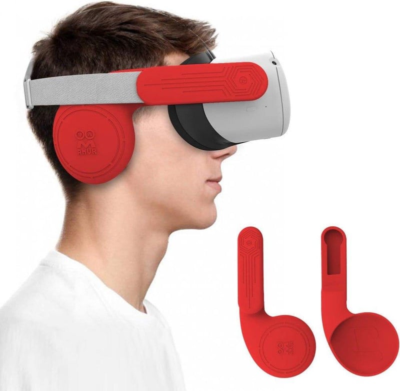 Quest 2 VR Piros Szilikon Fülvédő - Hangminőség Javító AMVR Kiegészítő