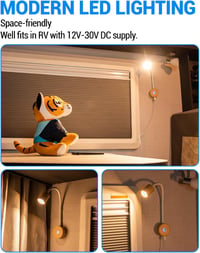 SUPAREE 12V LED lámpa lakóautóba, USB-vel, szabályozható, meleg fehér és kék fénnyel 3
