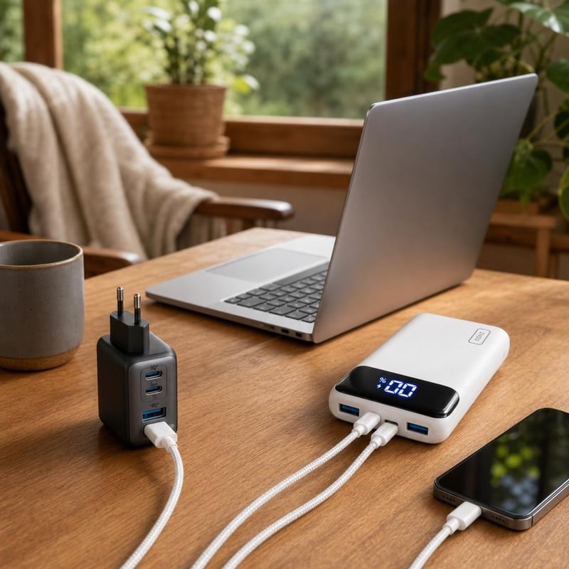 Cestovný nabíjací set: 2x 1,5m USB-C kábel + 65W nabíjačka + 20000 mAh powerbank
