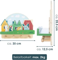 HEJ LØNNE gyerek fali fogas 4 akasztóval és polccal, 35 cm - Óvodai és babaszobai ruhatároló 2