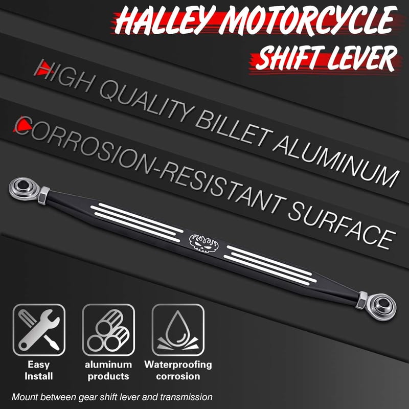 Harley Davidson fekete koponya mintás CNC váltókar 1980-2017 modellekhez