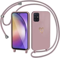 Samsung Galaxy A71 4G Szíves Rózsaszín Nyakpántos Szilikon Tok 1