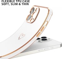 iPhone 13 Pro Max Fehér-Rosegold Szívecskés Ütésálló Szilikon Tok 5