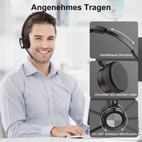 Beebang Bluetooth Headset Mikrofonnal PC-hez - Vezeték Nélküli Fejhallgató USB Adapterrel és Töltőállomással, 40 Órás Üzemidő, Teams és Skyp 6