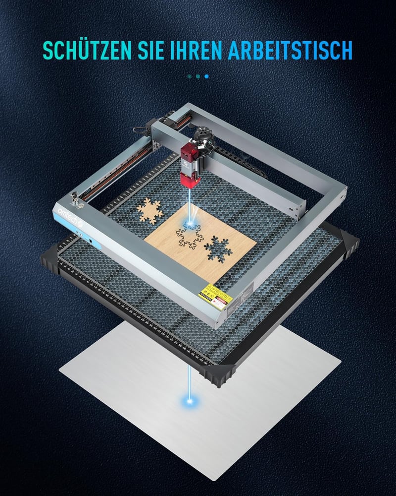 OMTech 400x400mm-es méhsejt lézervágó asztal beépített mérleggel CO2 gravírozógépekhez
