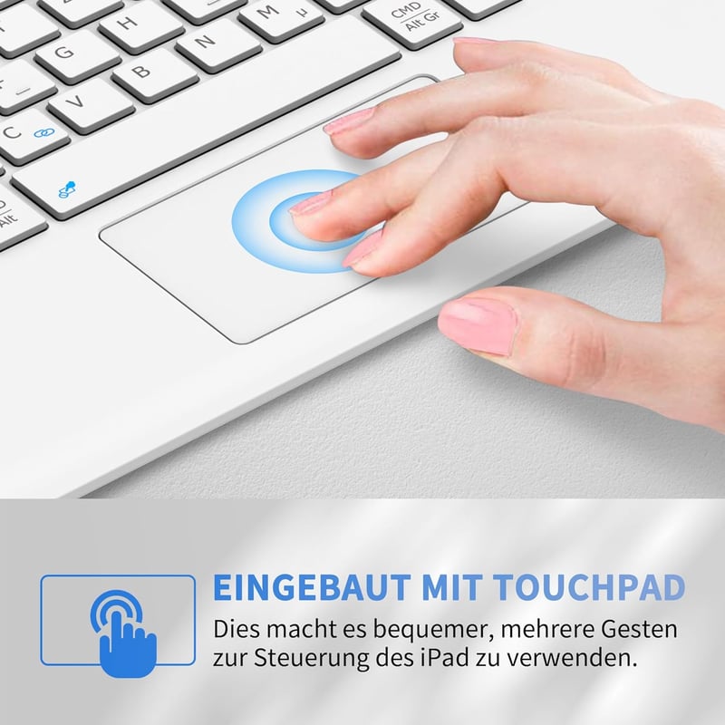 EasyAcc Ultrakönnyű Bluetooth Billentyűzet Touchpaddal, 7 Színű Háttérvilágítással, USB-C, Fehér