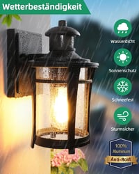Lamomo Kültéri Fali Lámpa Mozgásérzékelővel - 3 Világítási Mód, Vízálló LED Lámpatest, 100 Lumen, E27 Foglalat, Klasszikus Dizájn, Alumínium 4