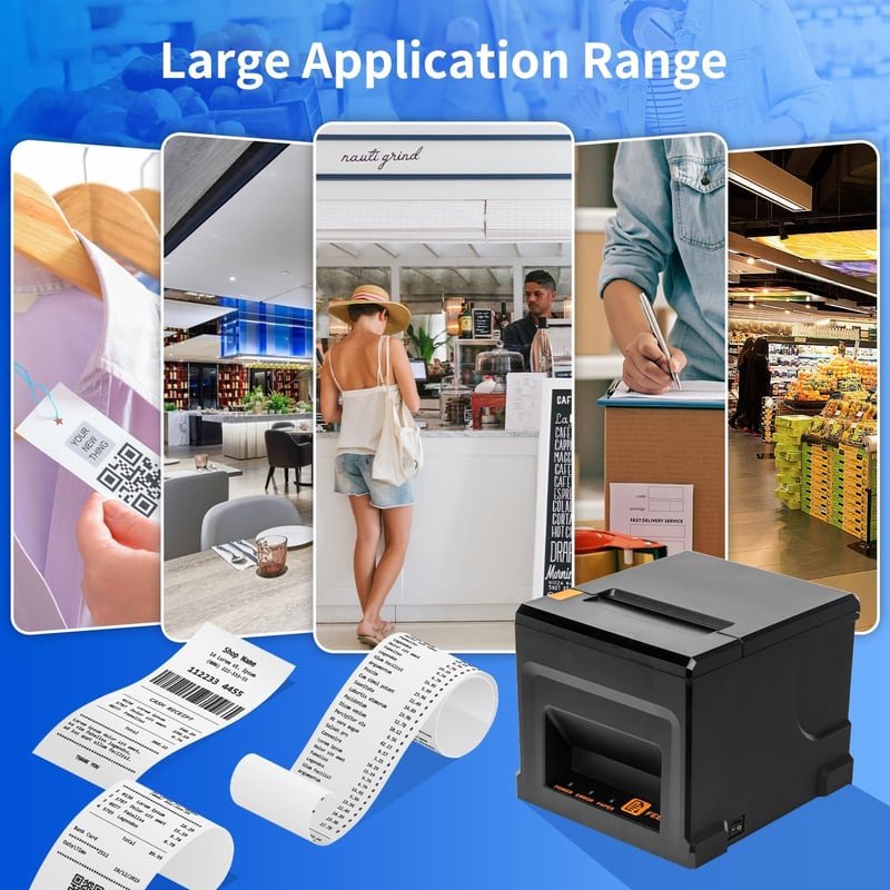 NetumScan 80mm POS Hőpapíros Nyugtanyomtató - 300mm/s Sebességű, Automatikus Vágóval, USB/Ethernet Csatlakozással, Windows/Mac/Linux Kompati
