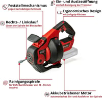 Einhell TE-DA 18/760 Li-Solo Akkus csőtisztító - 18V, 7,6m spirállal, 16-55mm átmérőhöz, Power X-Change rendszer (akku és töltő nélkül) 3
