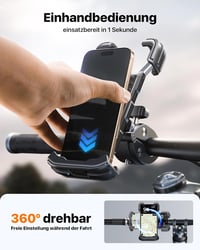 andobil Univerzális Telefontartó Kerékpárra és Motorra - 360° Forgatható, Ütésálló, Egykezes Használat, 15-46mm Kormányra 5