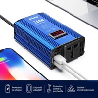 GIANDEL 300W Szivargyújtós Inverter LED Kijelzővel, USB-vel - 12V/220V Autós Áramátalakító 4