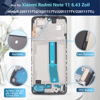 RongZy Xiaomi Redmi Note 11 LCD Kijelző és Érintőpanel Csere Kerettel - Fekete Színben, Szerelő Eszközökkel, Kompatibilis 2201117TG/TI/TY/TL 2