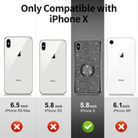 Apple iPhone X/XS Csillogó Fekete Gyűrűs Védőtok Glitterrel 2