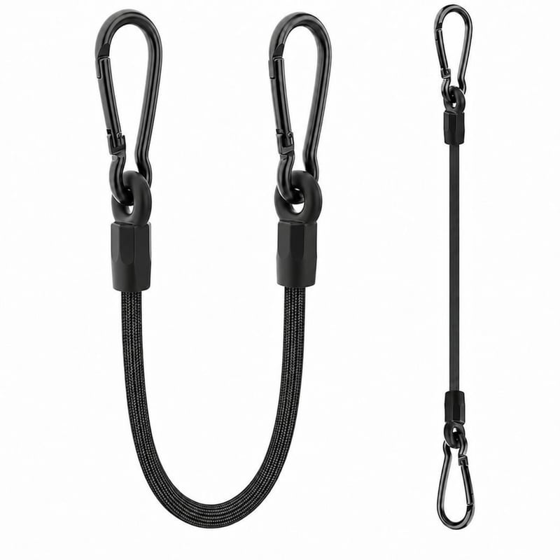 Rugtol Gumipánt Karabinerrel 30 cm Fekete - 100% Latex Expander Napvitorlához, Ponyvahoz, Kerékpárhoz, Autóhoz, Rakományhoz - 2 db-os