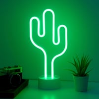 NELUX Kaktusz és Flamingó LED Neon Fali Dekoráció Szett - USB/Elemes Működés, Szobadísz, Gamer Szoba, Bár Világítás, 2 db 3