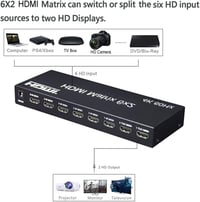 XYKJOBC 4K 60Hz 6x2 HDMI Mátrix Elosztó - PC és TV Kettős Monitoros Rendszerhez 2