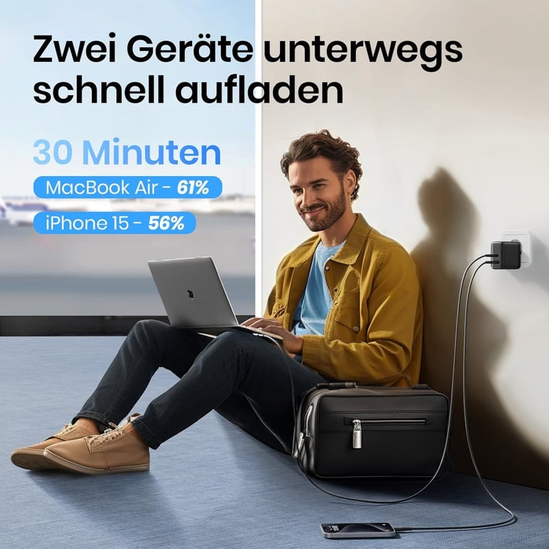 INIU 65W GaN II USB-C gyorstöltő, 2 portos, MacBook, iPhone, Galaxy kompatibilis