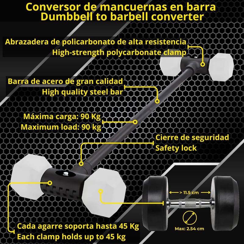 BBGuards Kettlebell-Súlyzó Adapter Konverter Kettlebell Súlyzó Kettlebell Barbell Bar Dual Use Home Fitness Set Markolat és Súlyzó Rúd