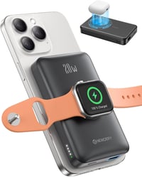 NEWDERY 10000mAh vezeték nélküli powerbank Apple Watch és iPhone készülékekhez, gyorstöltéssel - fekete 1