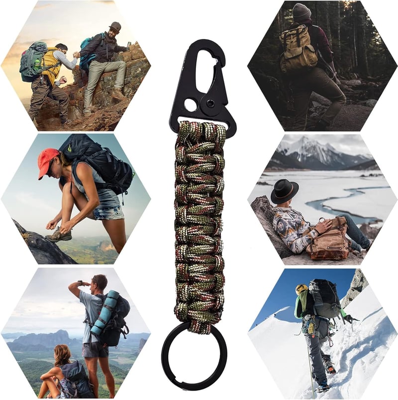 TOLOWOBK Paracord Kulcstartó Karabinerrel - Kültéri Sportokhoz és Túrázáshoz