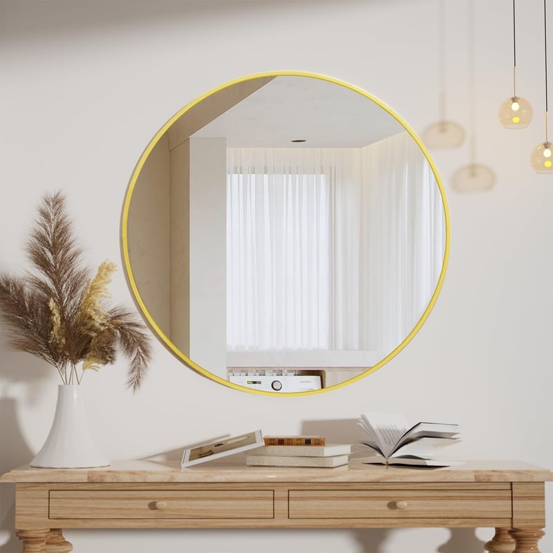 Koonmi 50cm Arany Kerek Tükör Alumínium Kerettel - Fürdőszobába, Nappaliba