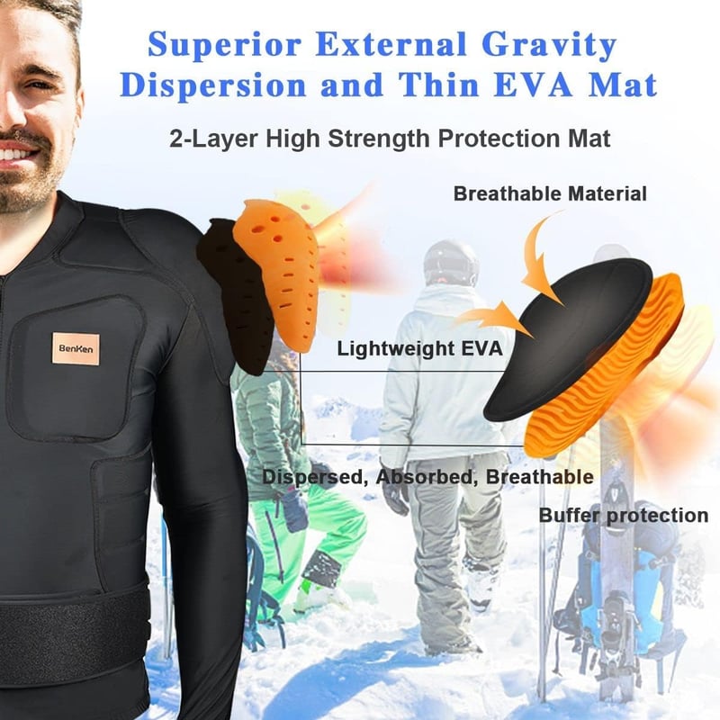 BenKen Ultrakönnyű Gerincvédő Mellény  XL - Motorozáshoz - Ütéselnyelő EVA Hátvédő Protector 