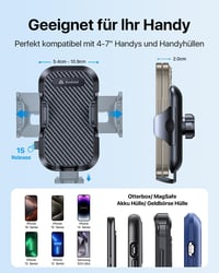 andobil Autós Telefontartó Szellőzőrácsra - 360° Forgatható Univerzális Mobiltartó, Dupla Rögzítővel, 4-7" Készülékekhez, iPhone Samsung Hua 6