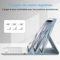 FARYODI iPad Air 13" (M2) 2024 Védőtok Levehető Bluetooth Billentyűzettel, Francia AZERTY Kiosztás, Beépített Apple Pencil Tartóval, Világos 4