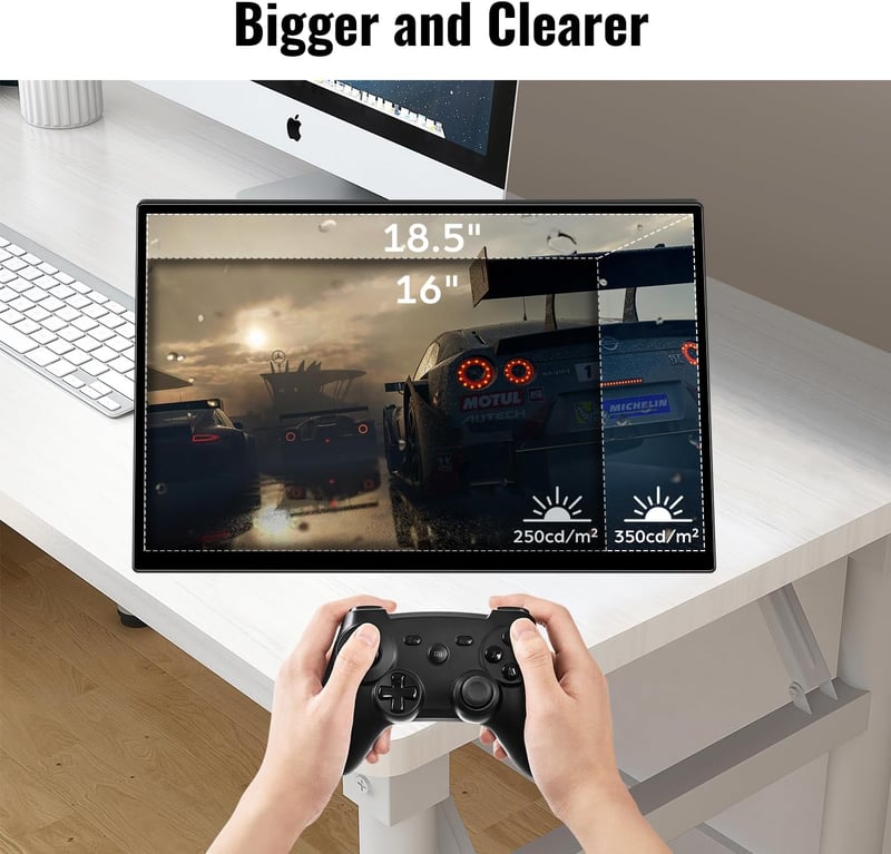 Prechen 18,5" Hordozható Érintőképernyős Monitor - 1080P FHD IPS, 99% sRGB, HDR, USB-C/HDMI, VESA, 180° Állítható, Laptop/PC/PS5/Xbox Kompat - black
