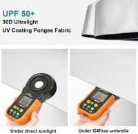 G4Free Kompakt Utazó Esernyő, 115g, Ultrakönnyű, Szuper Kicsi, UPF 50+ Mini UV Napernyő, Szénszálas Bordák, Fekete/Ezüst 2