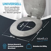Sanilo Ovális WC Ülőke Beton Mintázattal - MDF Fa Hatású Toalett Tető Soft-Close Mechanizmussal, Stabil Zsanérokkal, Egyszerű Szereléssel 4