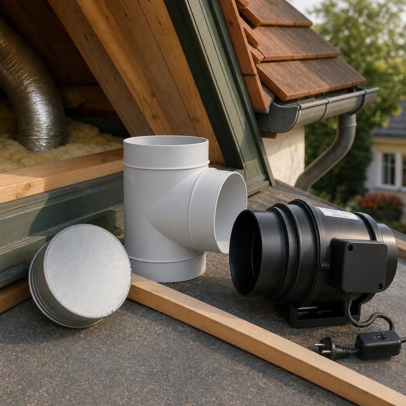Set za ventilaciju: T-razdjelnik 100 mm + kišobran + cijevni ventilator