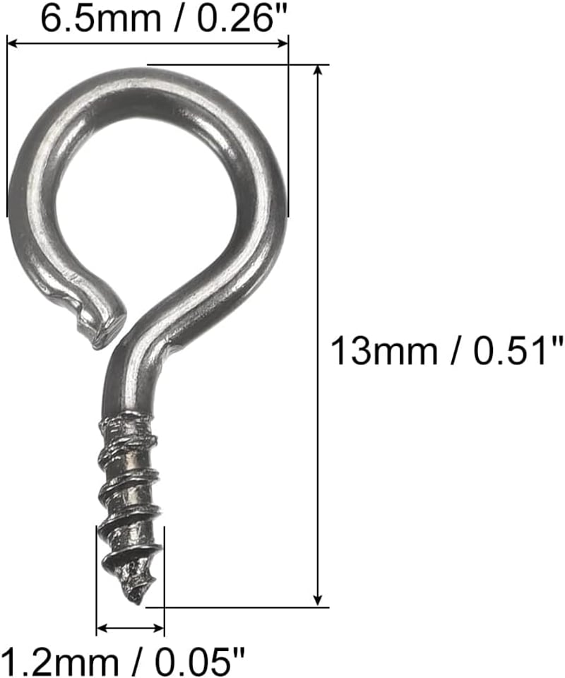 Sourcing Map 300db Mini Csavaros Szemescsavar Sötétszürke 6.5x13x1.2mm - Ékszerkészítéshez, DIY