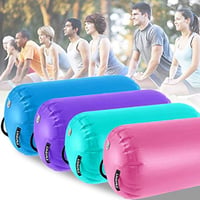 FBSPORT Felfújható Air Roll 100/120cm Jóga Gimnasztika Henger Tornaszőnyeg Hordtáskával - 120*75 cm, Mint green 3