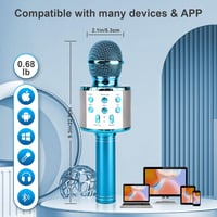 ShinePick Kék Bluetooth Karaoke Mikrofon LED Fénnyel, Hangszóróval - Android/iOS Kompatibilis 5