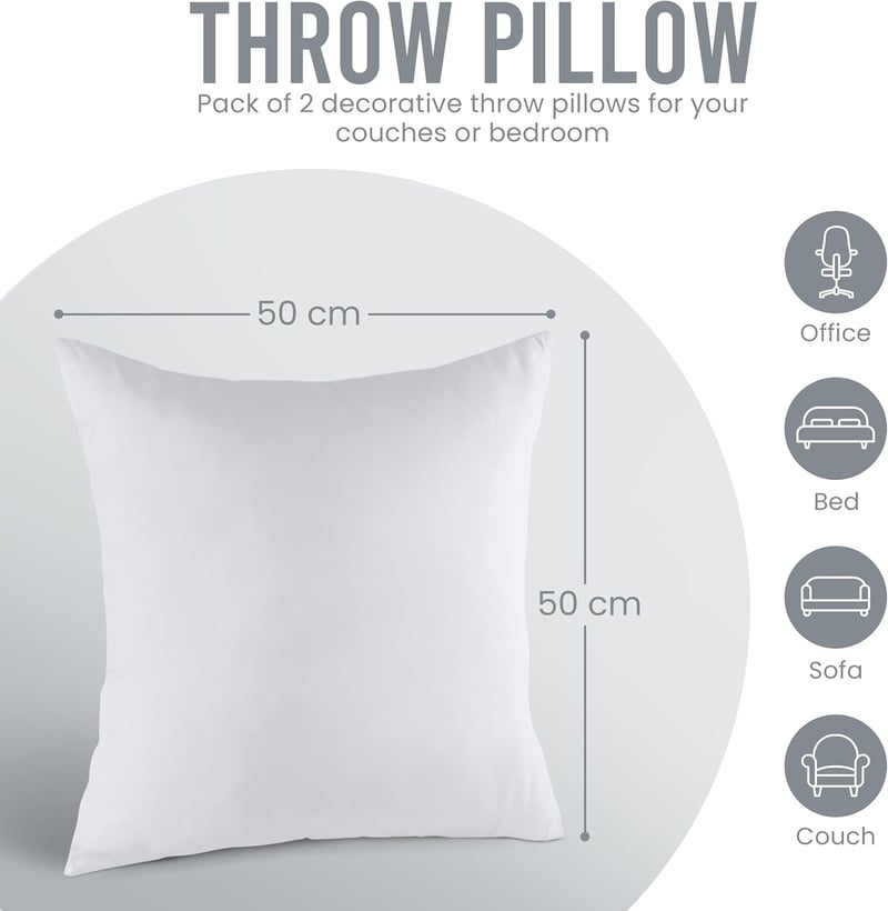 Utopia Bedding 2 db-os fehér párna belső, 50x50 cm-es töltelék díszpárnához