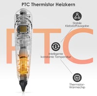 Rekovan 80/200W Ipari Ragasztópisztoly Rózsaszín - Gyors Felfűtésű Kétfokozatú Melegragasztó Készlet 30db Rúddal (10 Színes) Barkácsoláshoz, 3