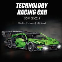 Sowide 1:14 Drift Versenyautó Építőkészlet - 1644 db-os Sportautó Modell Felnőtteknek és Tinédzsereknek - Fekete-Piros-Zöld Szuperautó Gyűjt 2