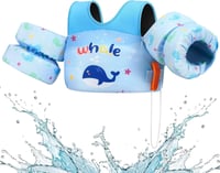 HeySplash Kék Bálna Úszómellény Gyerekeknek 3-6 Éveseknek, Állítható Karúszókkal 1