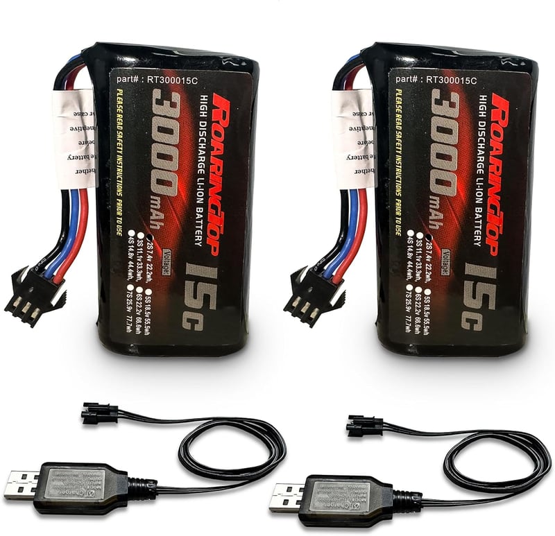 RoaringTop 7.4V 3000mAh RC autó akkumulátor - Kompatibilis DE43, DE60 modellekkel