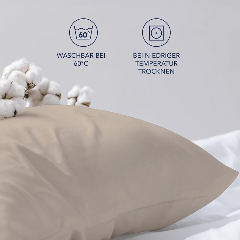 Dreamzie Párnahuzat Szett (2db) - 40x80 cm Bézs Jersey Pamut, 150g/m², Hipoallergén, Tartós, Oeko-Tex Minősített