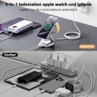 AC ISLAND 5 az 1-ben MagSafe Töltőállomás iPhone 16/15/14/13/12, Apple Watch és AirPods Készülékekhez - Összecsukható Utazási Vezeték Nélkül 4