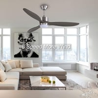 Ovlaim 132 cm Okos Mennyezeti Ventilátor Távirányítóval - Fa Lapátok, 6 Sebesség, App/Alexa Vezérlés, LED Világítás, Csendes DC Motor, Szürk 7