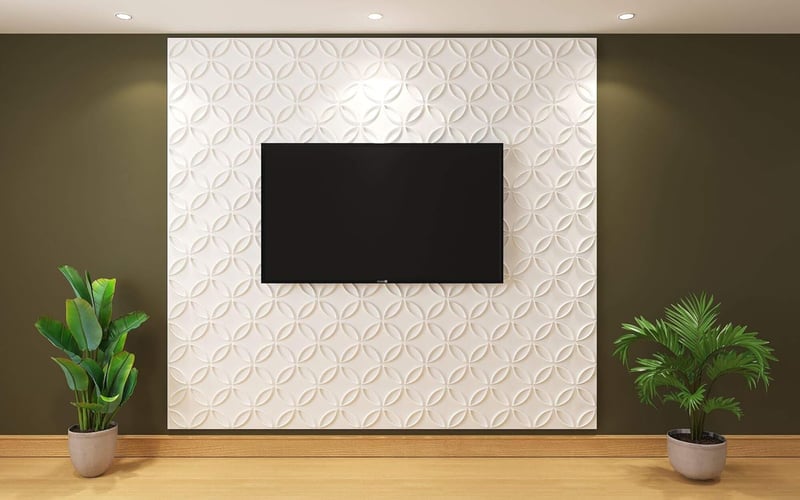 Art3d 3D PVC Fali Panel - Fehér Matt Összekapcsolódó Körök - Beltéri Faldekoráció Lakásba vagy Üzletbe - Vízálló - 50x50 cm - 12 db/csomag -